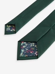 Dark Green Slim Textured Tie And Clip Set - Image 3 of 3
