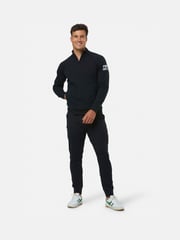 Schwarz - Gym + Coffee – Chill – Sweatshirt für Herren mit Viertelreißverschluss - Bild 1 von 6