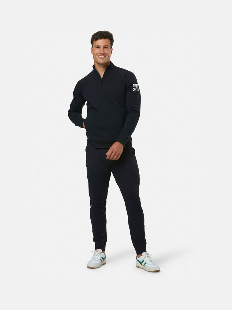 Schwarz - Gym + Coffee – Chill – Sweatshirt für Herren mit Viertelreißverschluss - Bild 1 von 6 Schwarz - Gym + Coffee – Chill – Sweatshirt für Herren mit Viertelreißverschluss - Bild 1 von 6