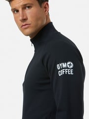 Schwarz - Gym + Coffee – Chill – Sweatshirt für Herren mit Viertelreißverschluss - Bild 5 von 6