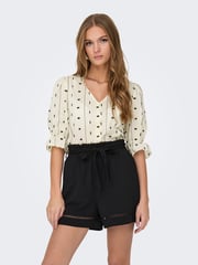 ONLY Cream 100% Cotton Embroidered Short Sleeve Button-Up Blouse - Image 3 of 8