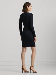 Lauren Ralph Lauren Navy Pleated Stretch Jersey Cocktail Dress - Image 4 of 9