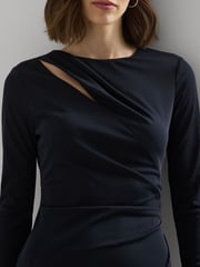 Lauren Ralph Lauren Navy Pleated Stretch Jersey Cocktail Dress - Image 5 of 9
