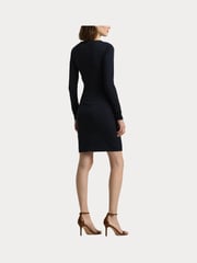 Lauren Ralph Lauren Navy Pleated Stretch Jersey Cocktail Dress - Image 6 of 9