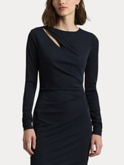 Lauren Ralph Lauren Navy Pleated Stretch Jersey Cocktail Dress - Image 7 of 9