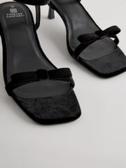 Black Velvet Forever Comfort Square Toe Bow Sandals - Image 6 of 7