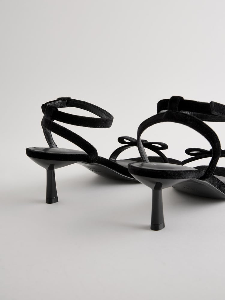 Black Velvet Forever Comfort Square Toe Bow Sandals - Image 7 of 7