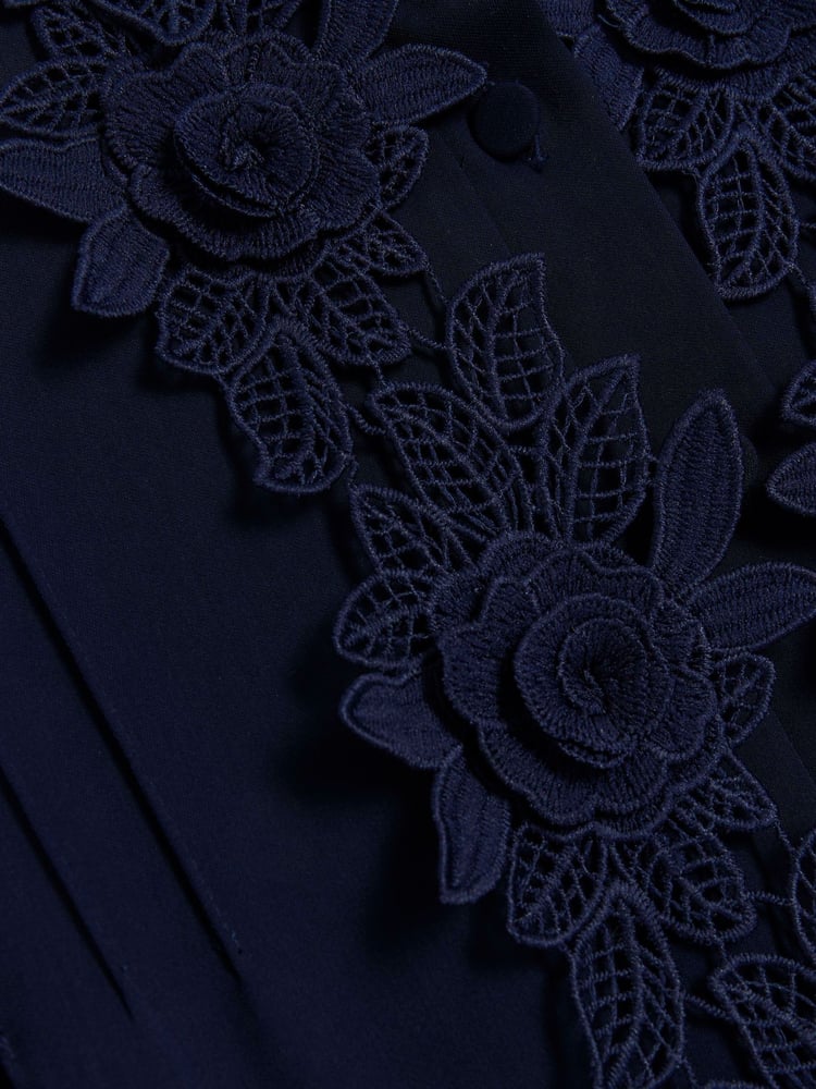 River Island Navy Floral Tie Waist Shift Mini Dress - Image 3 of 3 River Island Navy Floral Tie Waist Shift Mini Dress - Image 3 of 3