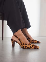 Animal Premium Square Toe Leather Sling Back Heels - Image 1 of 13