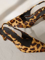 Animal Premium Square Toe Leather Sling Back Heels - Image 10 of 13