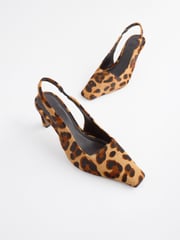 Animal Premium Square Toe Leather Sling Back Heels - Image 11 of 13