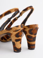 Animal Premium Square Toe Leather Sling Back Heels - Image 12 of 13