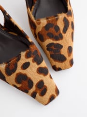Animal Premium Square Toe Leather Sling Back Heels - Image 13 of 13
