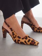 Animal Premium Square Toe Leather Sling Back Heels - Image 4 of 13