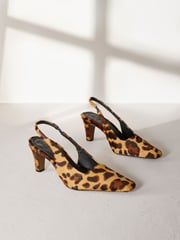 Animal Premium Square Toe Leather Sling Back Heels - Image 5 of 13