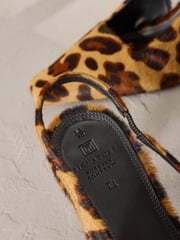 Animal Premium Square Toe Leather Sling Back Heels - Image 7 of 13