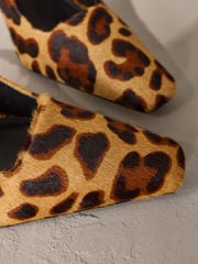 Animal Premium Square Toe Leather Sling Back Heels - Image 9 of 13