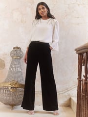 Love & Roses Ivory White Embellished Crew Neck Flute Sleeve Blouse - Image 3 of 4