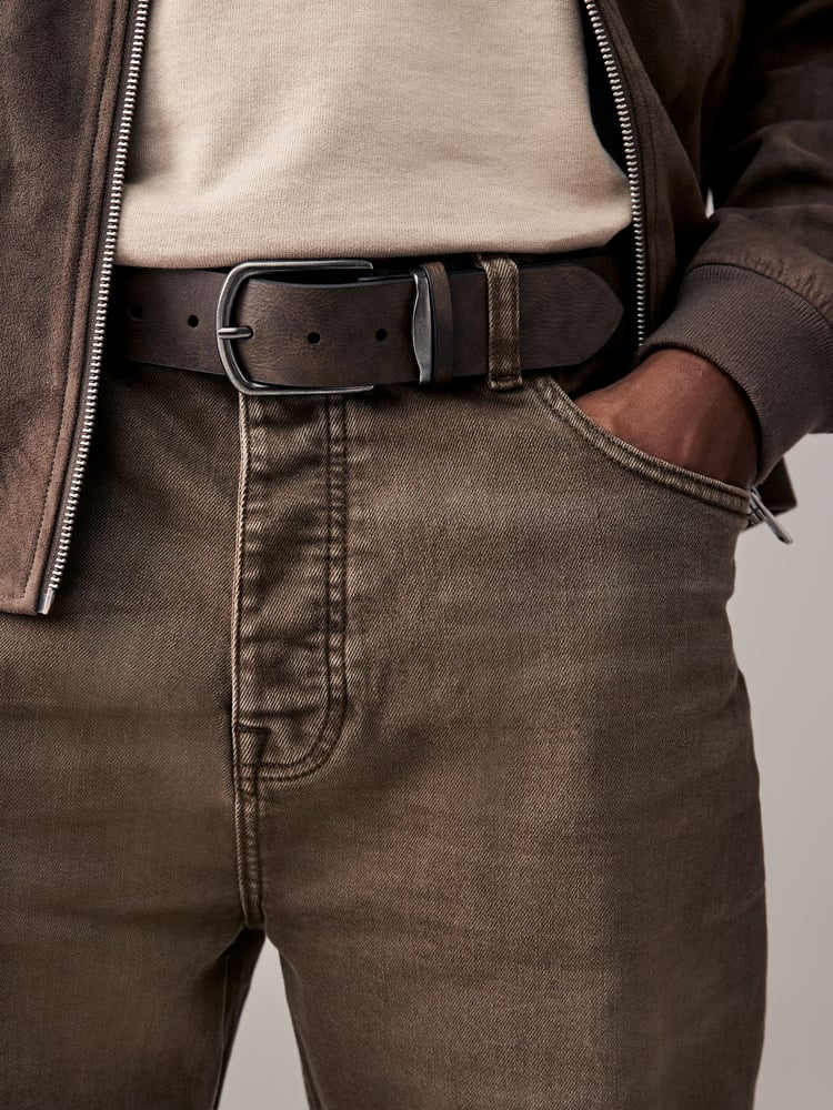 Brown Distressed Faux Leather Belt - Image 1 of 3