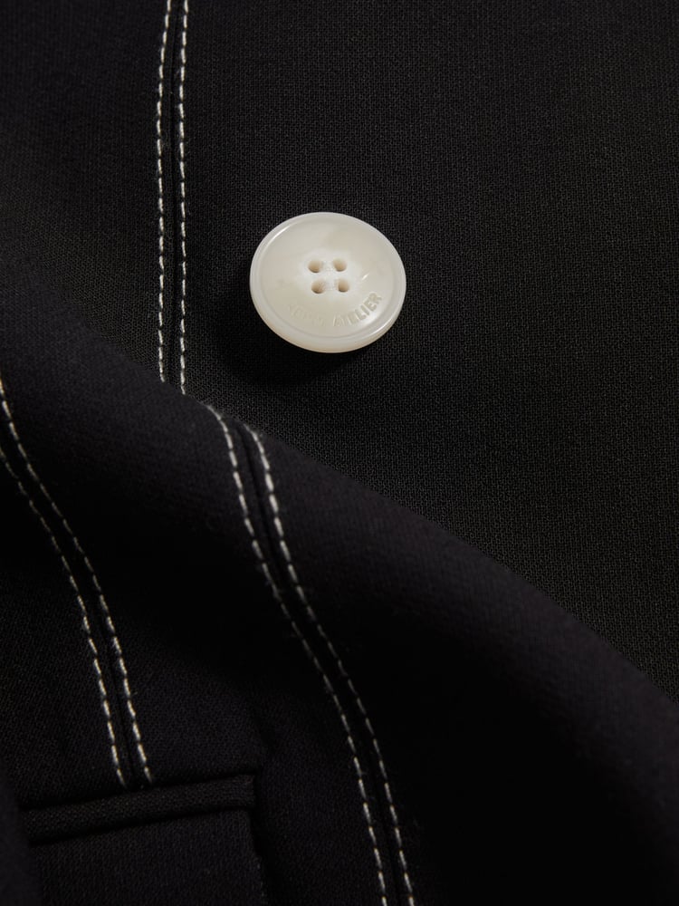 Reiss Black Honor Double Breasted Corset Stitch Blazer - Image 5 of 5