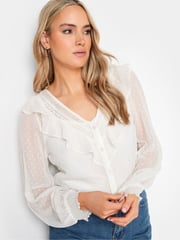 Long Tall Sally Cream Dobby Frill Blouse - Image 4 of 4