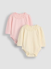 JoJo Maman Bébé Cream Broderie Collar Bodies 2 Pack - Image 1 of 5