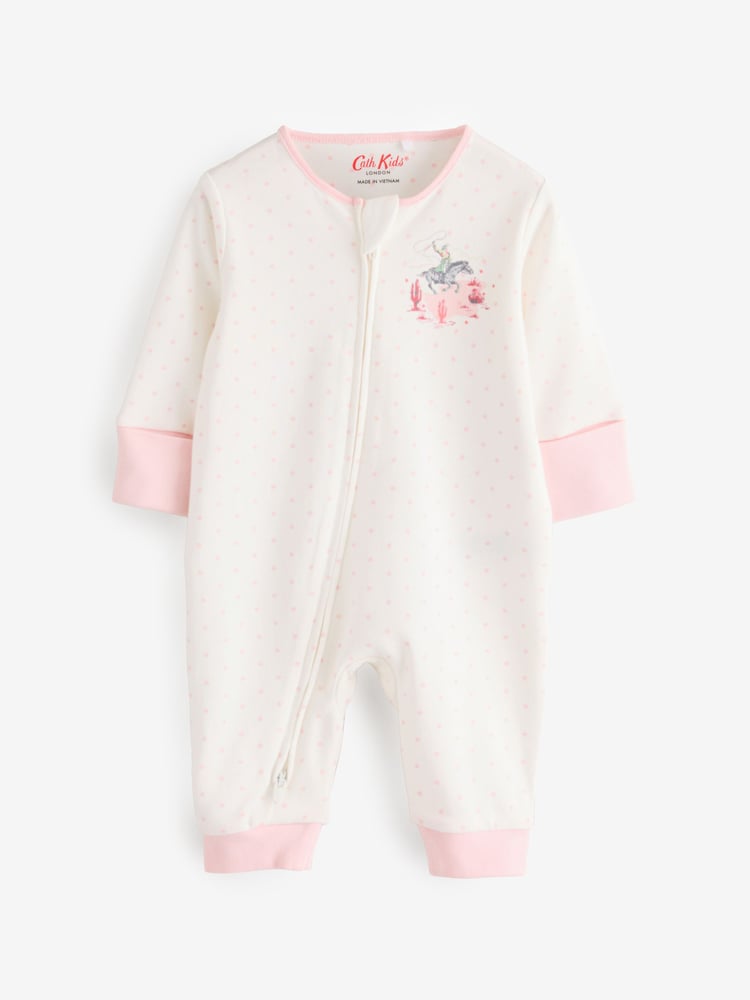 Pink/White Cath Kidston Floral Baby 100% Cotton Sleepsuits 3 Pack - Image 2 of 6