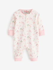 Pink/White Cath Kidston Floral Baby 100% Cotton Sleepsuits 3 Pack - Image 4 of 6