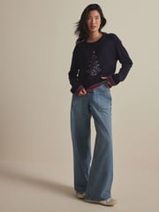Navy Blue Tree Knitted Christmas Jumper - Image 2 of 8