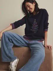 Navy Blue Tree Knitted Christmas Jumper - Image 3 of 8
