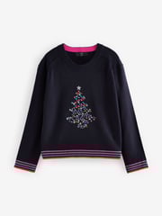 Navy Blue Tree Knitted Christmas Jumper - Image 6 of 8