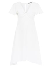 Yours Curve White LONDON Curve Dipped Hemline Jacquard Dress - Image 5 of 5