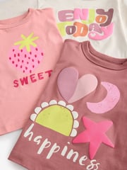 Pink Strawberry/ Checkerboard Printed Pyjamas 3 Pack (9mths-8yrs) - Image 10 of 11