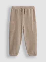 JoJo Maman Bébé Tan & Natural 2-Pack Velour Pocket Joggers - Image 4 of 5