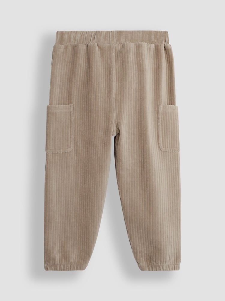 JoJo Maman Bébé Tan & Natural 2-Pack Velour Pocket Joggers - Image 5 of 5