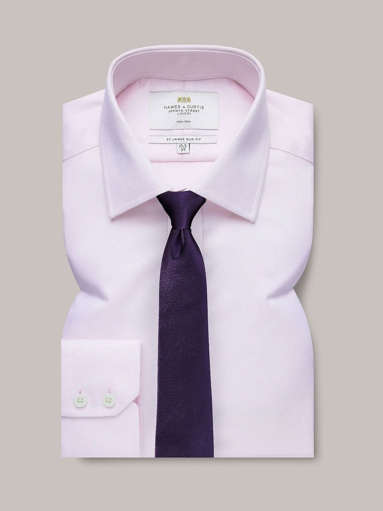 Hawes & Curtis Slim Pink  Non-Iron Pique 100% Cotton Shirt - Image 2 of 3