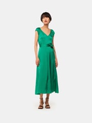 Whistles Green Arie Hammered Satin Midi Dress - Image 1 of 5