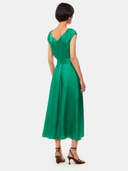 Whistles Green Arie Hammered Satin Midi Dress - Image 2 of 5
