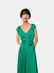 Whistles Green Arie Hammered Satin Midi Dress - Image 4 of 5