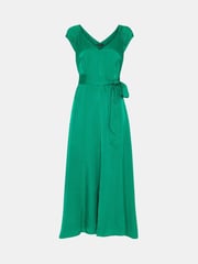 Whistles Green Arie Hammered Satin Midi Dress - Image 5 of 5