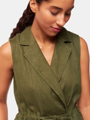 Whistles Green Bella Linen Wrap Jumpsuit - Image 3 of 5