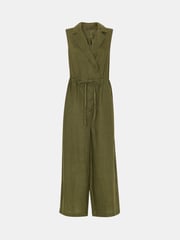 Whistles Green Bella Linen Wrap Jumpsuit - Image 5 of 5