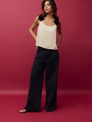 Champagne Gold and Black Satin Tie Bow Shoulder Cami Top - Image 2 of 4