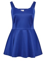 Yours Curve Blue Bow Back Peplum Top - Image 5 of 5