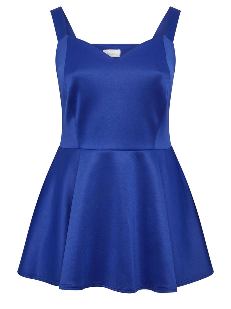 Yours Curve Blue Bow Back Peplum Top - Image 5 of 5