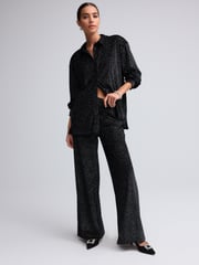 Black Sparkle Pinstripe Jersey Trousers - Image 2 of 6