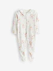 Mamas & Papas Pink 100% Cotton Watercolour Flowers Sleepsuits 3 Pack - Image 2 of 4