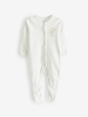 Mamas & Papas Pink 100% Cotton Watercolour Flowers Sleepsuits 3 Pack - Image 3 of 4