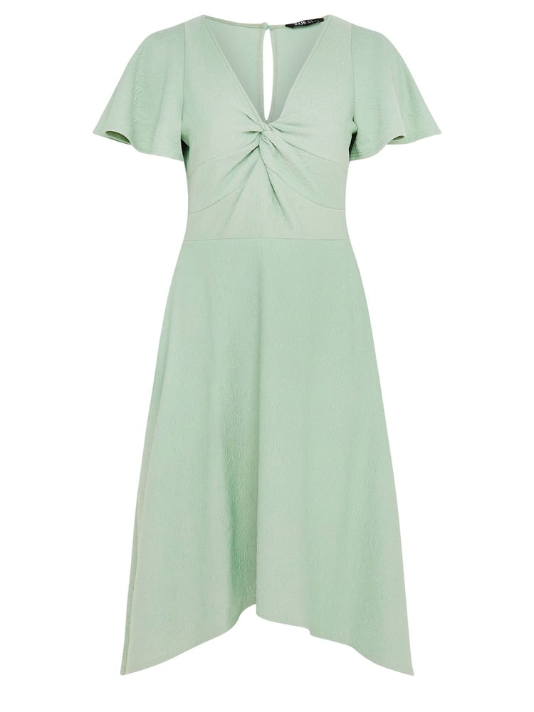 Yours Curve Green LONDON Curve Dipped Hemline Jacquard Dress - Image 5 of 5