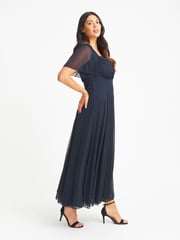 Scarlett & Jo Blue Kemi Bolero Wrap Bodice Mesh Maxi Gown - Image 3 of 4